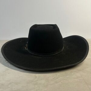 Resistol Western Cowboy‎ Hat Black Felt Wide Brim Self Conforming Studded Band